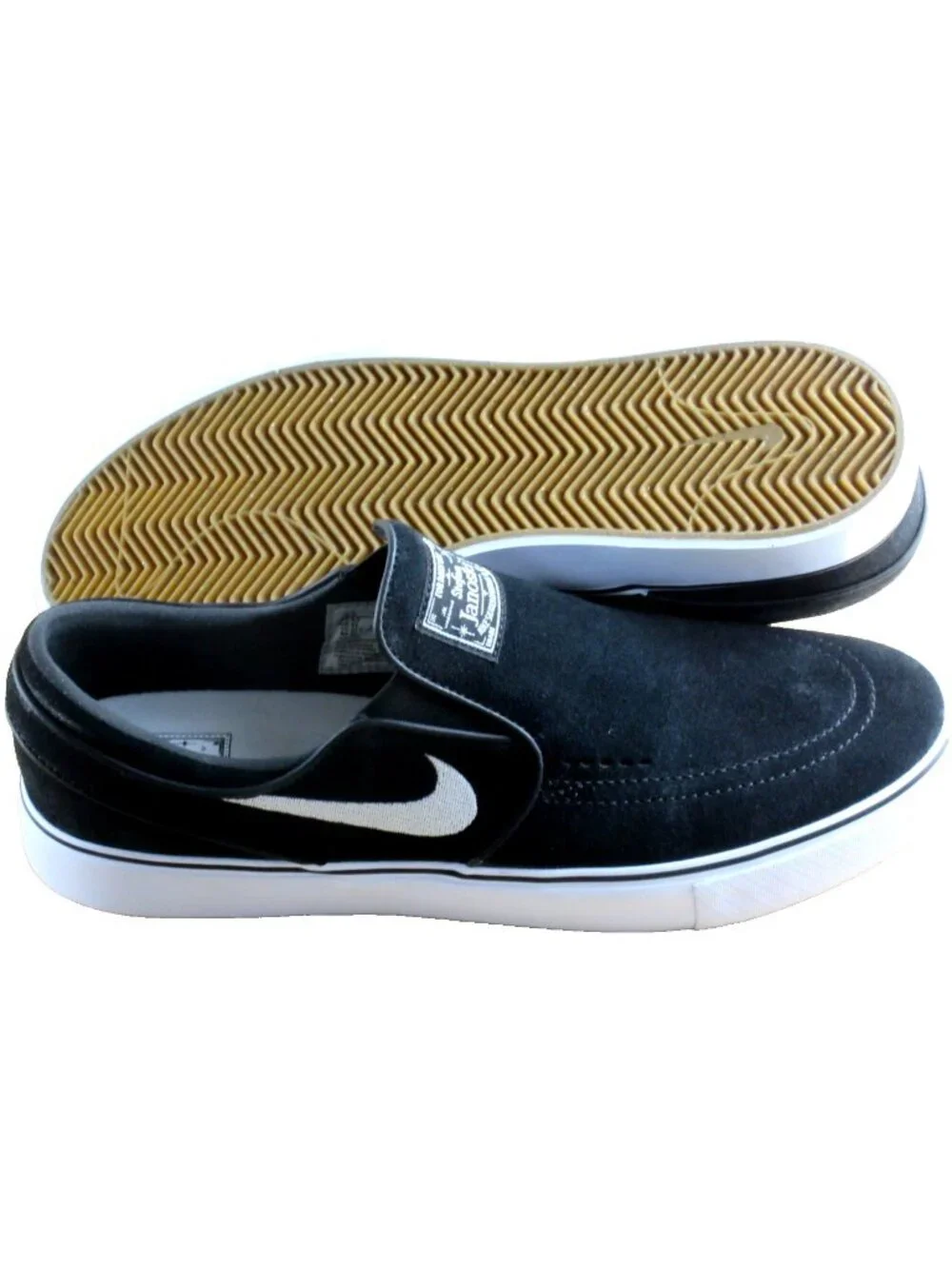 Nike Men's SB Janoski +  Slip On Skate Shoes Black White Suede Size 11.5 NEW
